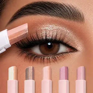 6Pcs Two Tone Eyeshadow Stick Set - Waterproof Cream Gradient Lazy Eyeshadow Pen TikTok Viral Beginner Friendly