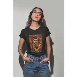 La Más Chingona Shirt Spanglish Latina Skeleton Tee con Chancla Día de los Muertos Chingona Vibes Skull Tshirt Cotton Top