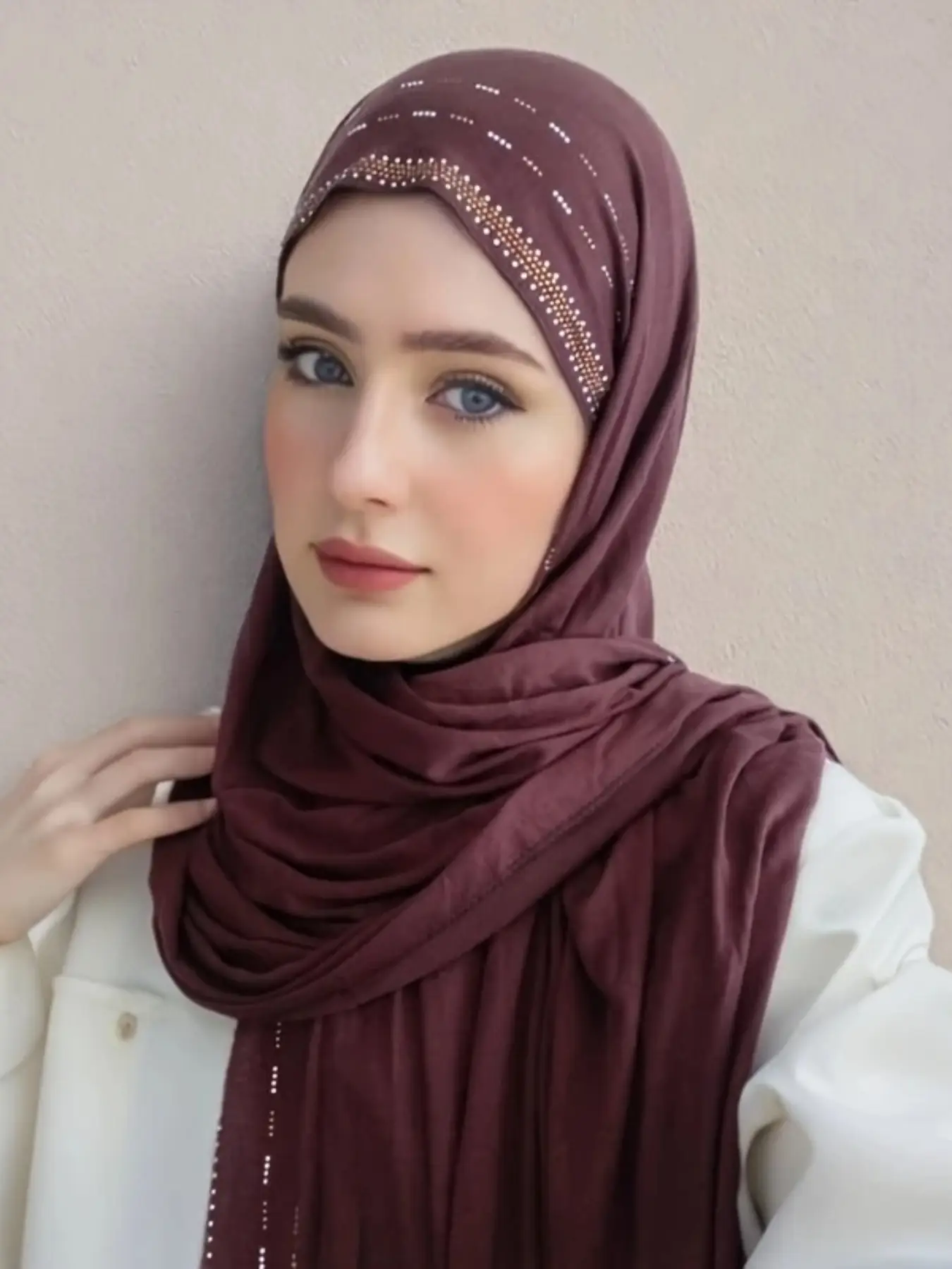 Women's Soft Breathable Sweatband Headscarf, Rhinestone Scarf Shawl, High Elasticity Ladies Hair Wrap, Fashion Accessory, Modern Hijab
