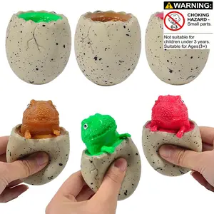 3pcs Elastic Squeeze Dinosaur Eggs, Tpr Small Dinosaurs, Prank Gag Props, Office Stress Relief Squeeze Toy with Safe Experience and Durability, Perfect Gift for Holidays and Parties, Stress Relief Gadgets