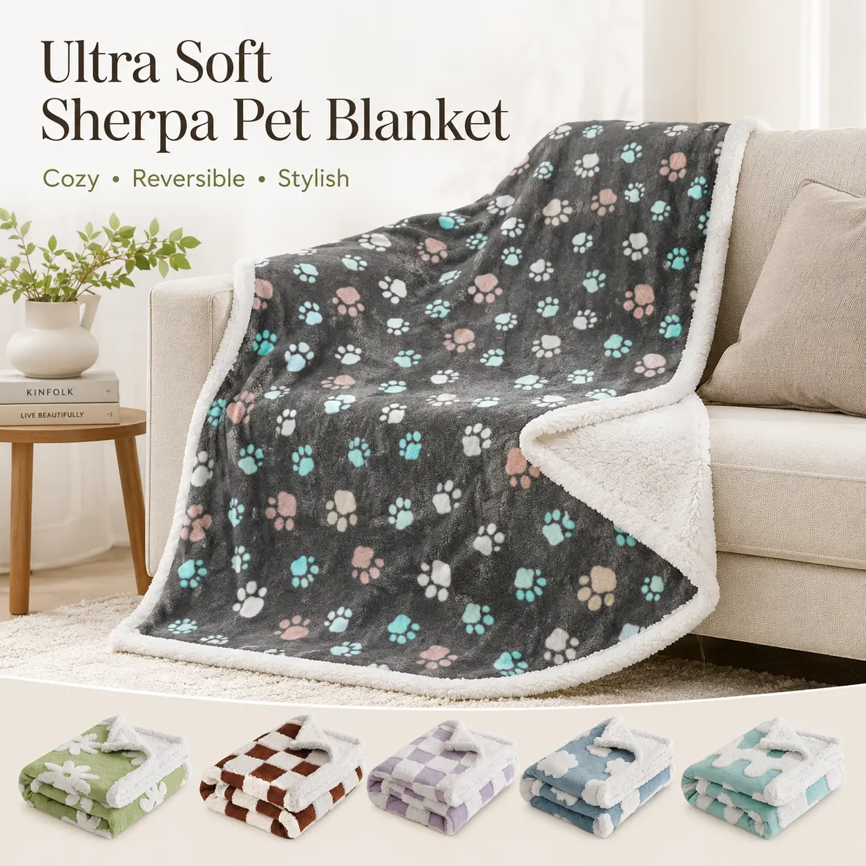 Casual Waterproof Pet Blanket - Double-Sided Design, Protect Your Sofa, Thick Pet Throw, Car Dog Mattress, Comfortable Sleep