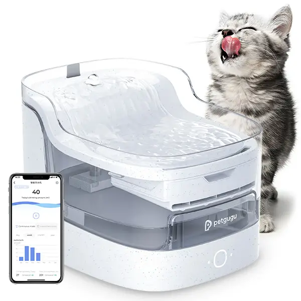 Petgugu 2L Smart Pet Health Water Dispenser, smart cat-raising accessories， App control, safe materials, health reports, 8-layer filtration, and ultra