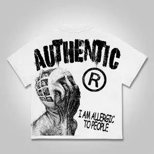 Vintage I Am Allergic To People Graphics Print Cotton T-shirt Breathable Hoodie Top Womenswear Oversize Tshirts