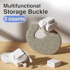 3 Counts Cable Clips Cord Organizer Holder for Desk, Anti-Loss Charger Cable Management Kit with Reusable Adhesive Hook for Office Use