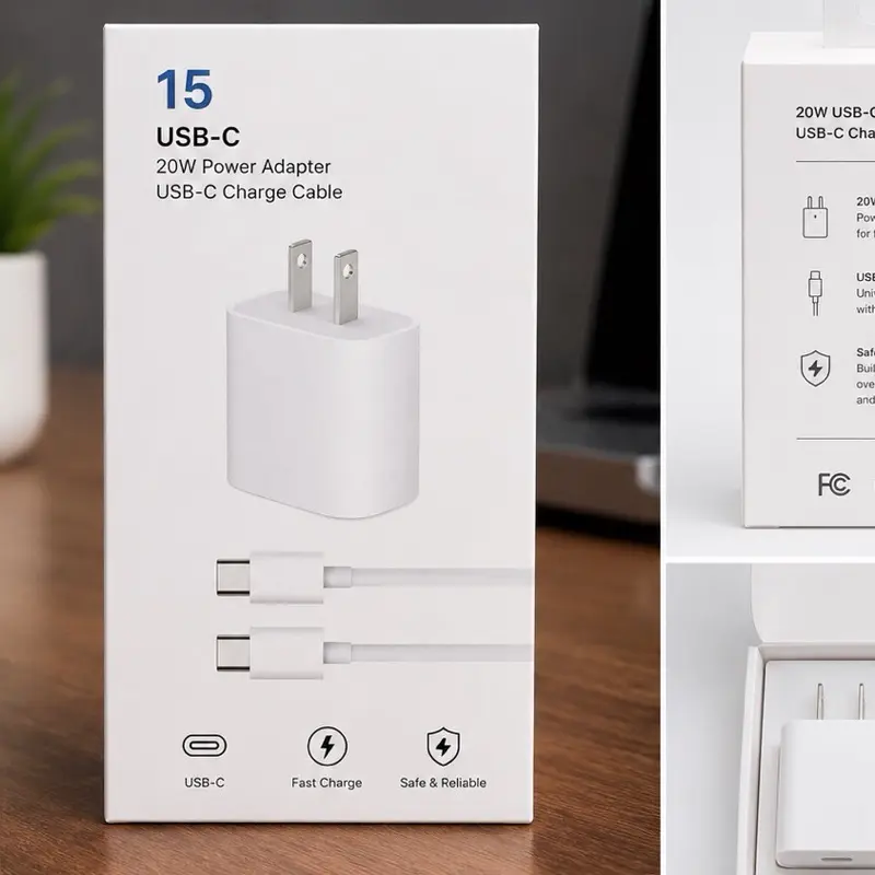 20W USB-C to USB-C Fast Charging Power Adapter with Cable Super iPhone Charger