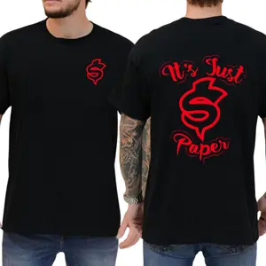 It’s Just Paper Money Graphic T-Shirt – Oversized Red Dollar Print Streetwear Tee, Hustle Mindset Casual Shirt for Men