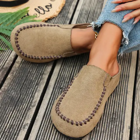 Women's Fashion Flat Streetwear Mules, Mule Flats, Casual Slip-On Closed Toe Shoes, Comfortable Footwear for Daily Wear