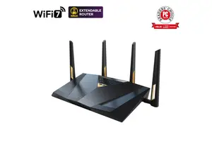ASUS RT-BE88U Dual-band WiFi 7 AiMesh Extendable Performance Router, 4K-QAM, MLO, Dual 10G ports, SFP+, Four 2.5G ports, Four 1G ports, 34G WAN/LAN capacity, Subscription-free network security