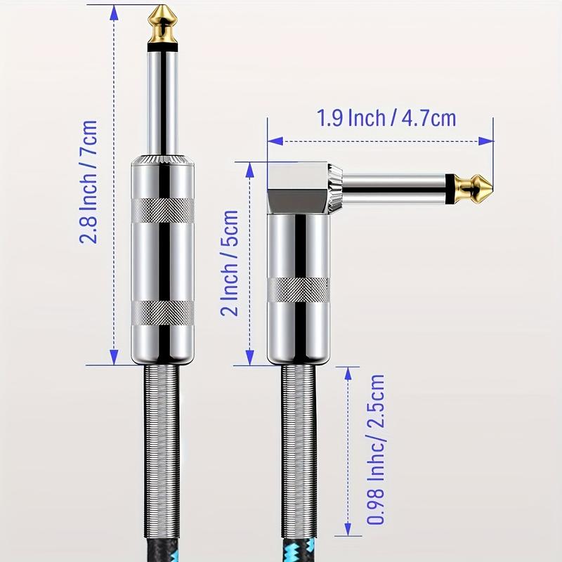 Right Angle Guitar Cable 2-Pack 1/4-Inch Spring Connector for Electric Guitars Bass Keyboards and Pro Audio Gear Multifunctional Audio Cables Pro Audio Right Angle Guitar Cable guitar cord handheld mic xlr male