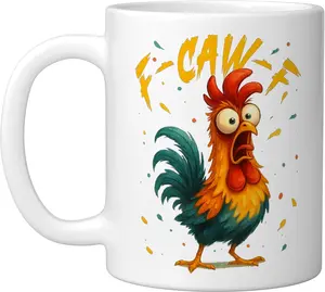 Funny Rooster Quote Ceramic Mug  Bird Theme Design, White 11oz Coffee Cup for Daily Use