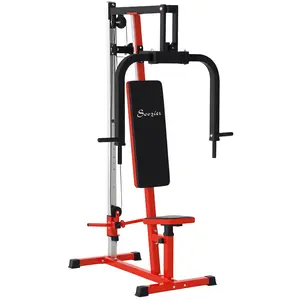 Soozier Chest Fly Machine and Chest Press Station, Delt Machine Home Gym Equipment for Chest, Back, Pectoral, Rear Deltoid and Shoulder Training, Red