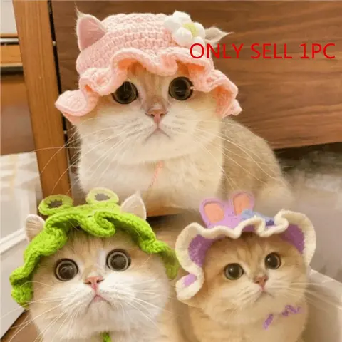 Cute Style Pet Costume Hat, 1 Count Handmade Knitted Pet Hat, Pet Costume Accessories for Small Dogs, Cats & Kitten, Pet Decorative Accessories, Kitty