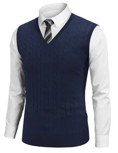 COOFANDY Men's Sweater Vest V Neck Slim Fit Cable Knitted Sleeveless Pullover Sweater COOFANDY Men's Sweater Vest V Neck Slim Fit Cable Knitted Sleeveless Pullover Sweater