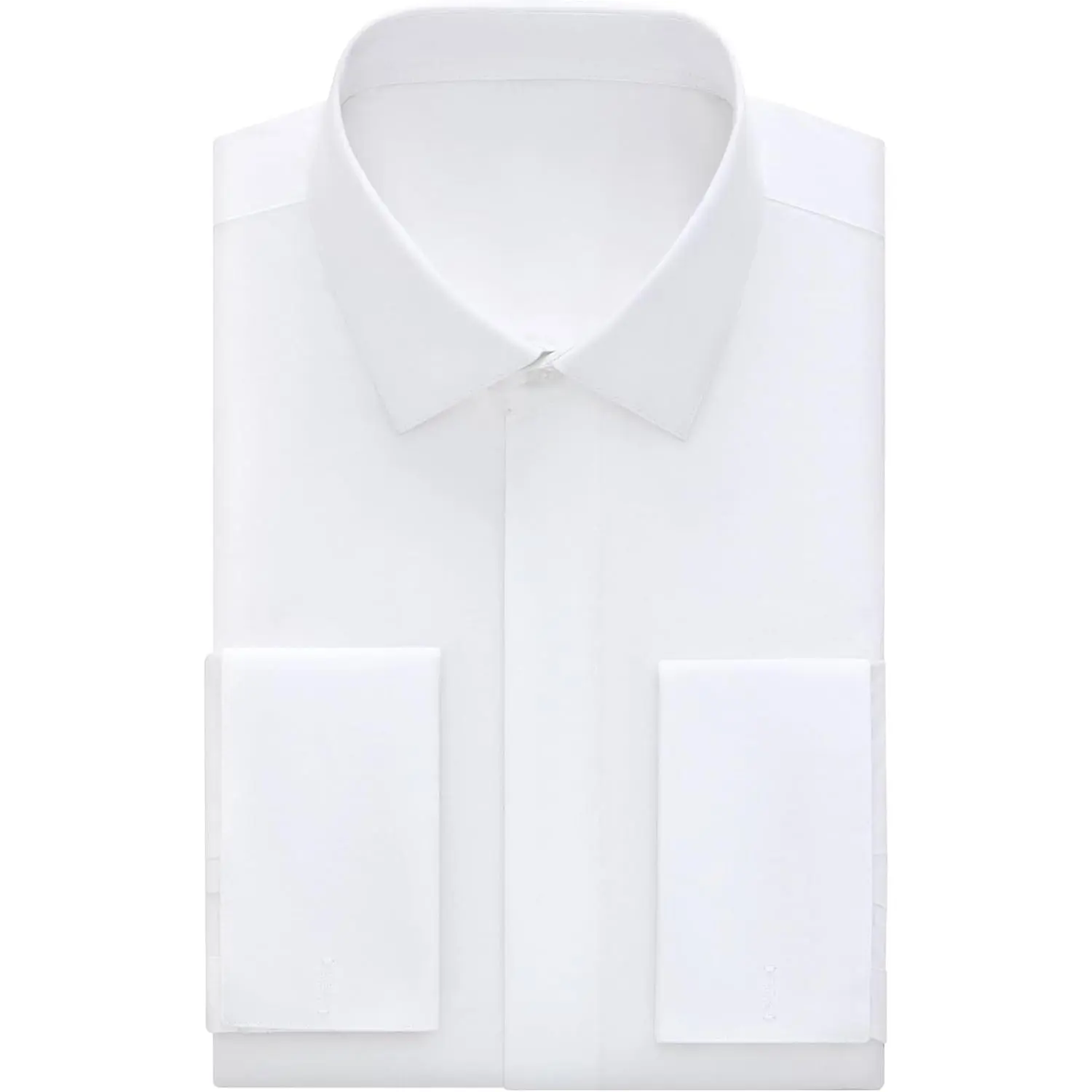 Men's Stretch Dress Shirt - Menswear Cutaway Collar, Long Sleeve, French Cuffs, Plain Solid Fabric for Suit & Jeans Pairing, Longsleeves