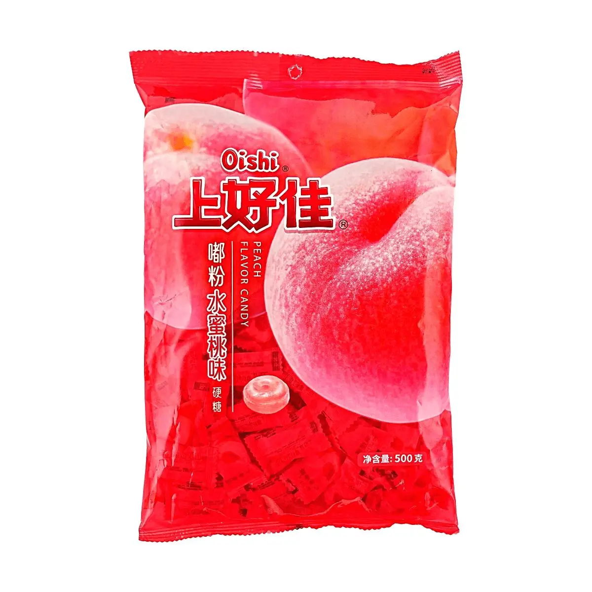 OISHI Peach Hard Candy 500g - Sweet Fruity Snack, Bulk Pack for Sharing