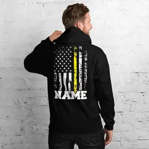 Dispatcher Hoodie Name Personalized Distressed USA Flag Dispatcher Gift Thin Yellow Line 911 Hoodie American Flag Customized Dispatcher Gift