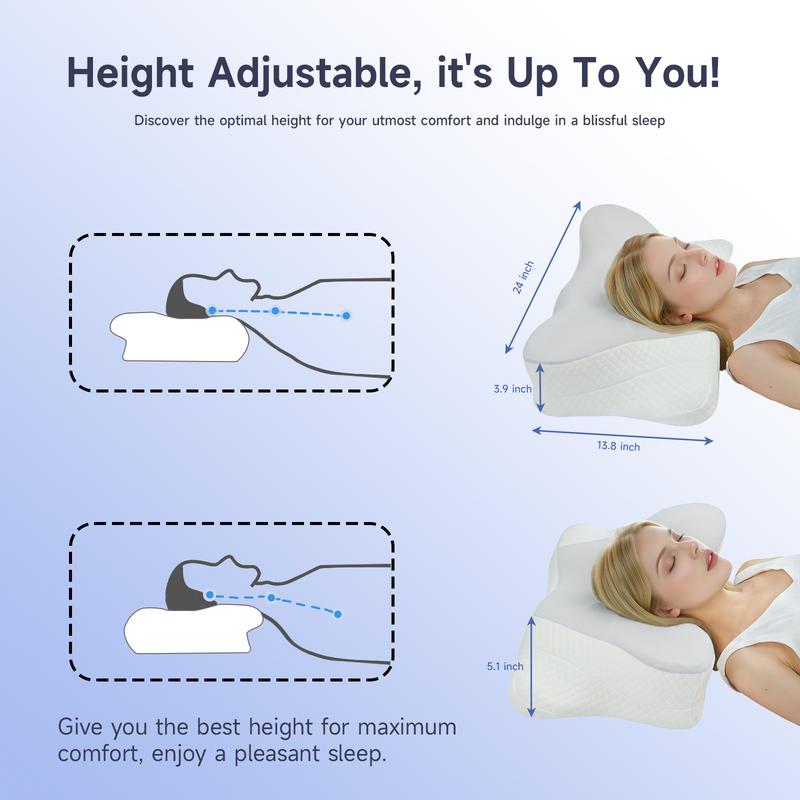 VIZIM Infinity Pillow, Ergonomic 4-Zone Memory Foam Cervical Pillow with Adjustable 4~5Inch Height, Breathable Cover, Neck Pain Relief & Support for Side, Back & Stomach Sleepers