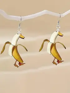 Cute Banana Duck Design Dangle Earrings, Acrylic Minimalist Jewelry for Women, Versatile Daily Wear, Ideal for Gift & Vacation