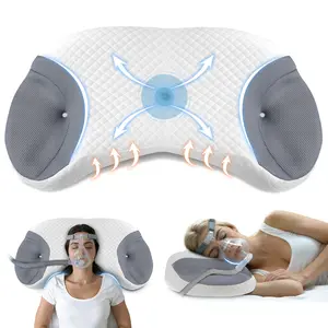 CPAP Pillow for Side & Back Sleepers, Mask Compatible Contour Design to Reduce Leaks, Breathable Memory Foam Pillow, Ergonomic Contour Design