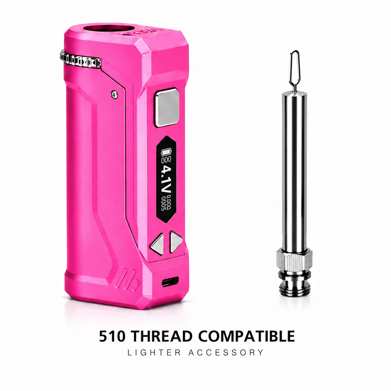 Pocket 510 Lighter Accessory - Variable Heat 650mAh 4.2 V 510 Thread Compatible with Soldering Tip - Pink