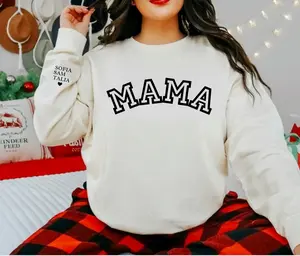 Personalized Embroidered Mama Sweatshirt Gift Idea for Christmas, Mothers Day Gift for Mom, Nana, Aunt, Grandma, Custom Mama Sweater, Gift for Her, Birthday Gift for Moms, Mama Crewneck Sweater, Chris Pullover Women Comfortable Fit Womenswear Collar Knit