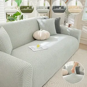 Nordic Minimalist Geometric Curve Sofa Cover, Modern Abstract Living Room Couch Protector, Reusable Washable Furniture Cover