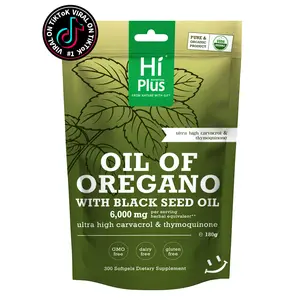 Hi Plus 2-in-1 Oil of Oregano + Black Seed Oil Softgels 6000mg | 4X Strength Carvacrol & Thymoquinone | Plant-Based, Non-GMO, Immune Support | 300 Softgels