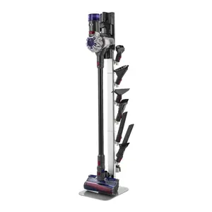 VEVOR Vacuum Stand, Compatible with Dyson G5 V15 V12 V11 V10 V8 V7 V6 Series Upright Vacuums Cleaners & Accessories, Stable Vacuum Stand Holder with 6 Hooks and Non-slip Footpads, Gray