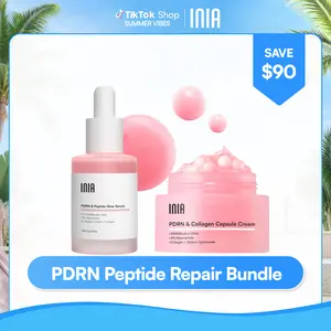 INIA PDRN + Peptide Repair Bundle – Cream & Serum Duo for Deep Repair & Radiant, Firmly Hydrated Skin with Salmon DNA, Peptides & Niacinamide, Safe for Sensitive Skin