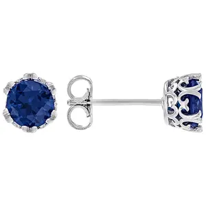 JTV Blue Lab Created Spinel Rhodium Over Sterling Silver Stud Earrings 2.86ctw