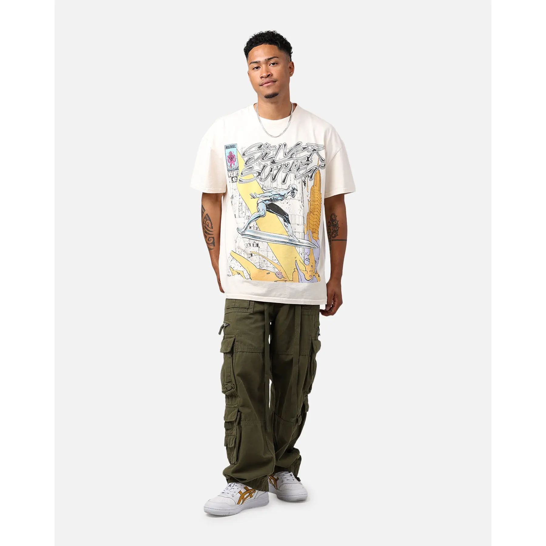 Marvel Silver Surfer Heavyweight T-Shirt Off White - TikTok Shop
