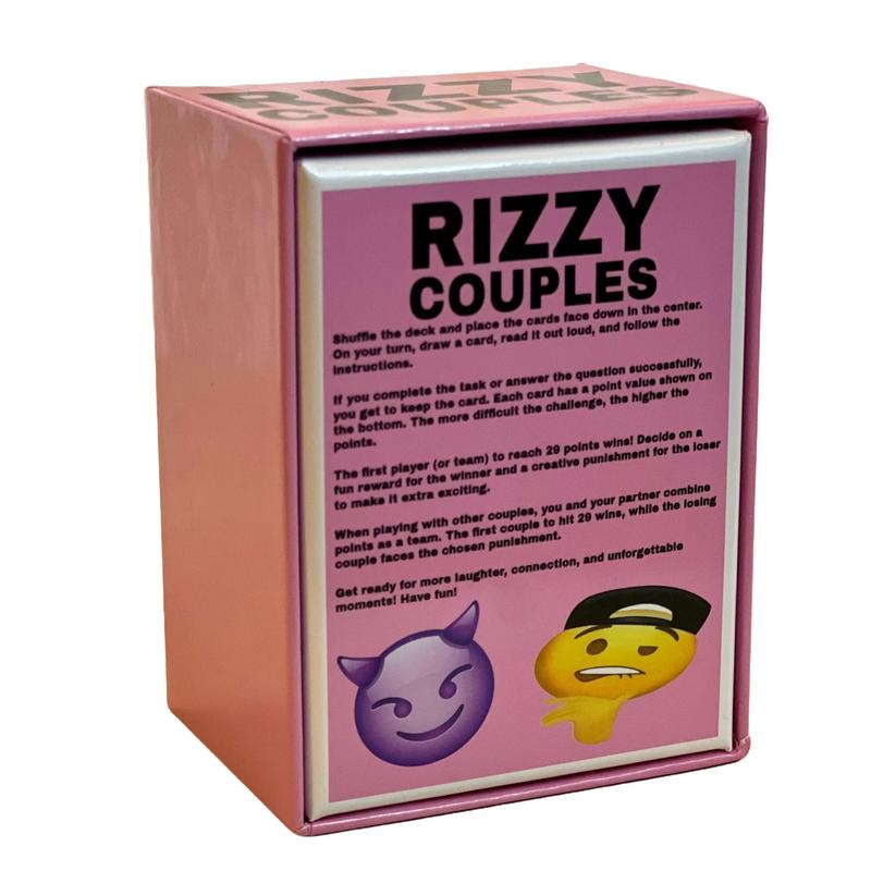 RIZZY COUPLES Spicy Date Game for the Rizz Generation - 150 Cards with Challenges, Dares & Creative Rewards for Couples or Groups - Adult Card Game