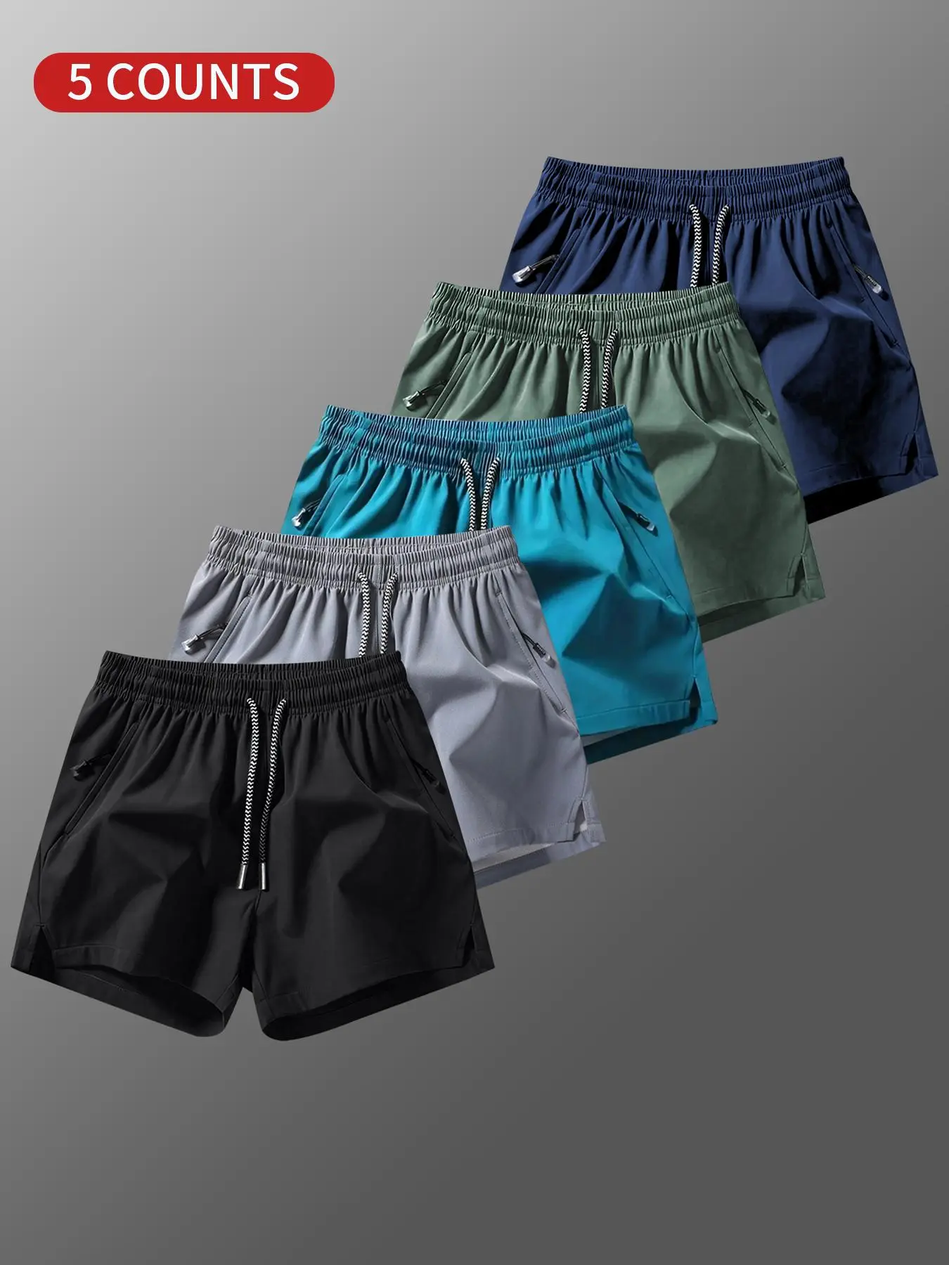 Men's Solid Color Split Hem Drawstring Waist Shorts, Casual Comfortable Breathable Zipper Pocket Design Shorts for Summer, Men's All-match Bottoms for Beach Vacation, Shorts for Men, Summer Shorts, College Shorts