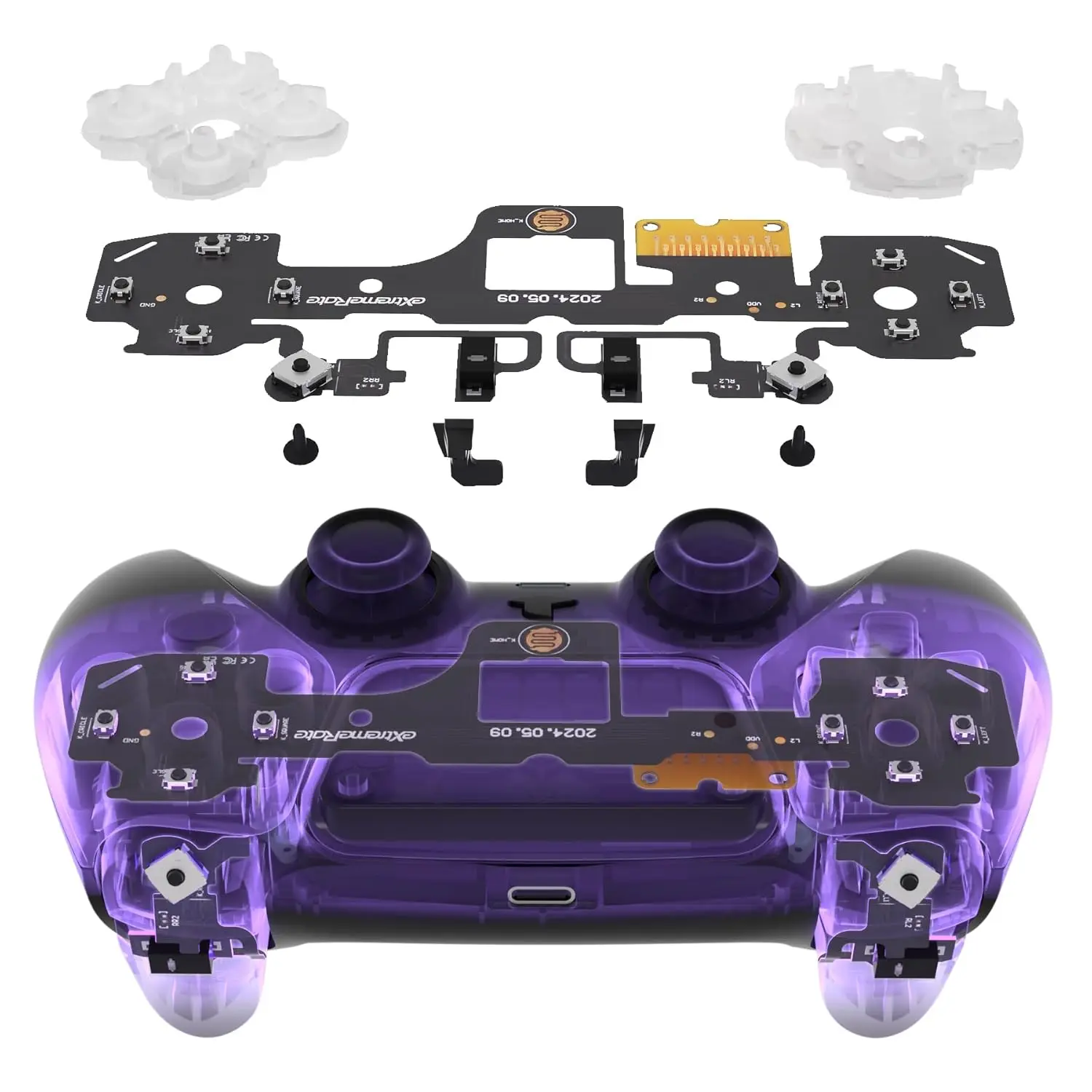 eXtremeRate Strong Version Whole Clicky Controller Kit V2 for PS5 Controller BDM-040/050/060 - Console Accessories with Shoulder Buttons, Face Buttons, Micro Switch L2R2 Clicky Hair Trigger, Tactile Mouse Click Components