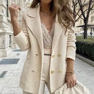 Women's short striped casual top, long sleeved jacket, autumn and winter new collection for women