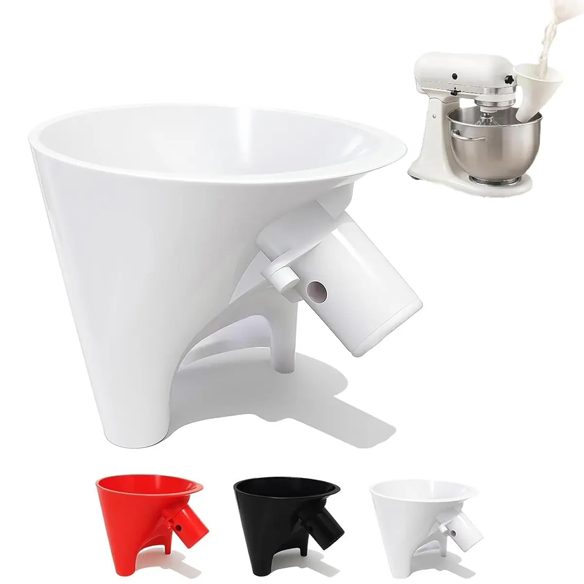 Fathers Day Gifts Flour Funnel for Kitchen Aid Mixer, Stand Mixer Attachment Compatible with 5-Quart Tilt-Head, Mess Free Guided Pouring, Easy Clean Durable Accessory for Baking and Cooking Prep Fathersdaygift
