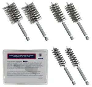Copper Fitting Brush Set Cleans 1/2 3/4 and 1 Inch Fittings for Soldering Pipe Cleaner with Tag