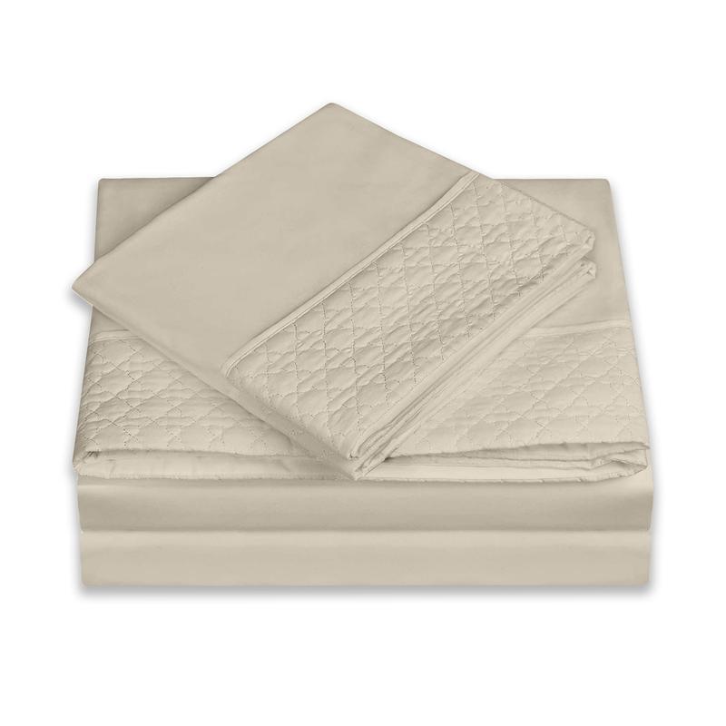 Elegant Comfort Quilted 4-Piece Sheet Set - Premium Hotel Quality with Deep Pocket and Quilted Hem Design