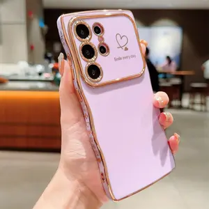 Phone Case - Luxury Electroplated Love Heart Large Window Phone Case for Samsung Galaxy S26Ultra S26Plus S26 S25Ultra S25Plus S25 S24 Ultra S24Plus S24 S23Ultra S23Plus S23 S22Ultra A16 A56 A15 A36