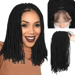 2026 New Unisex Full Lace Dreadlock Wig - Short Faux Locs with Baby Hair, Pre-Plucked Lightweight Micro Locs, African American Synthetic Twist Braid Wig for Women and Men