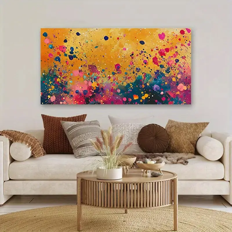 Vibrant abstract canvas wall art for your living room, bedroom or office - colorful splash design with bold brushstrokes - interior wall decor, office wall art