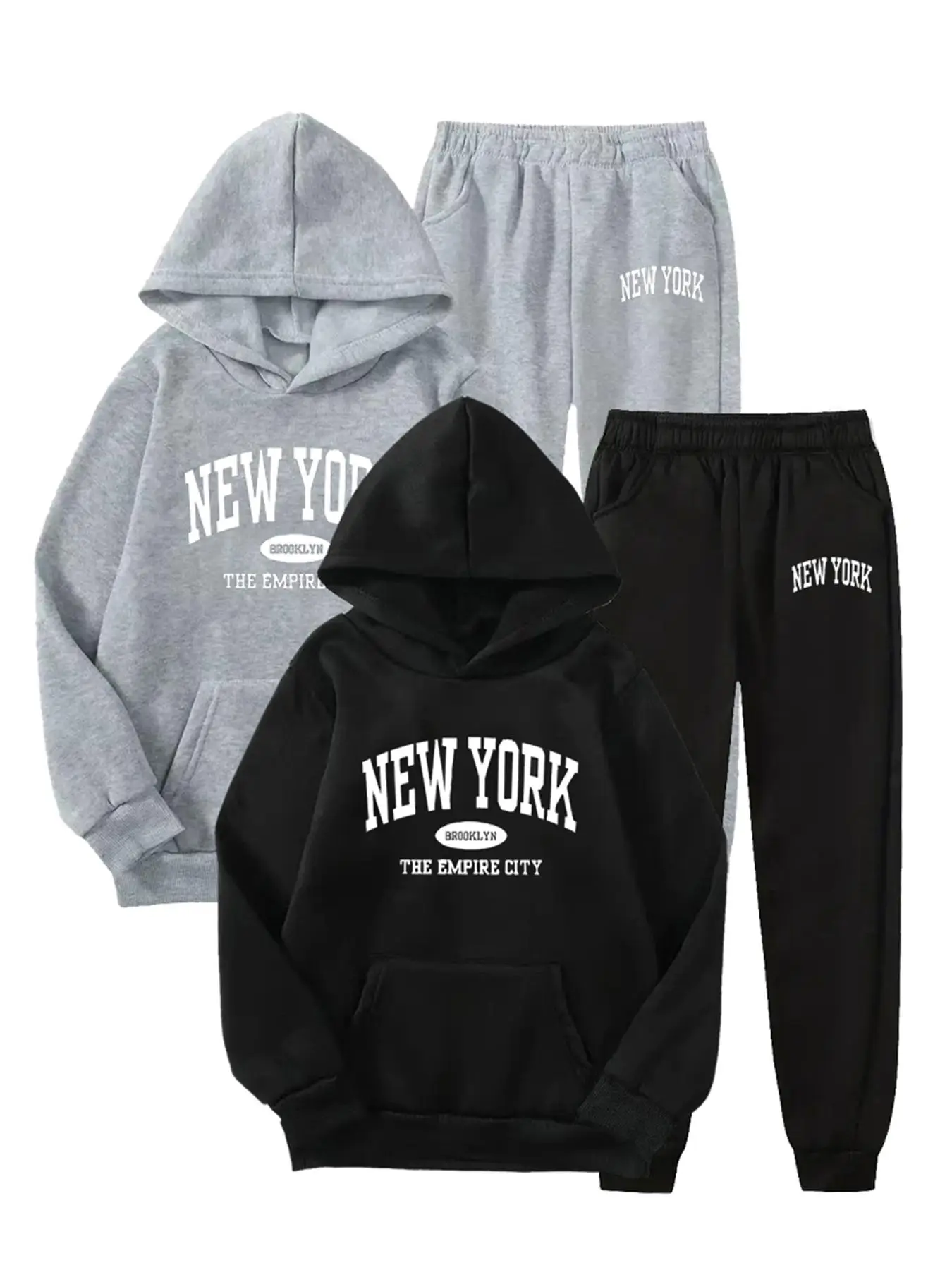 Boy's Letter Print Hoodie & Sweatpants Set, Casual Long Sleeve Hooded Sweatshirt & Jogger Pants, Cute Clothes Set, Kids Fall & Winter Clothes for D