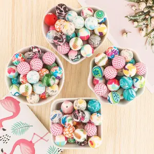 15mm Silicone Printed Beads, 20pcs/set Colorful Beads in Various Shapes, DIY Beading Supplies for Keychains, Necklaces, Bracelets, Pens, and Lanyards