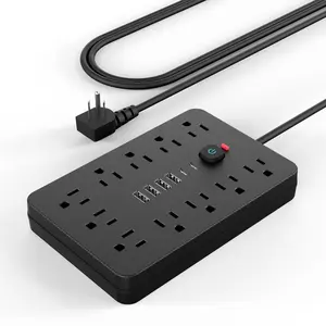 17 in 1 Multifunctional Power Strip Surge Protector, Compact Power Strip with 11 AC Outlets & 2 USB & 2 USB-C Ports, Home Office Power Strip
