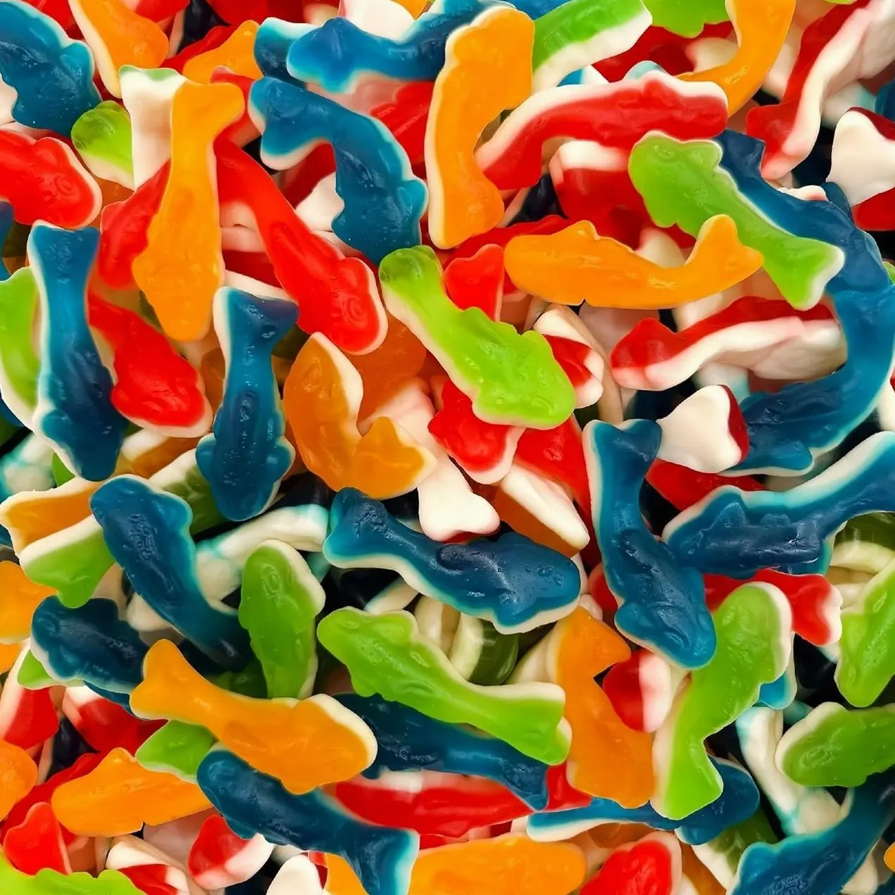 Gummy Sharks Candy Mix | 2 Pound Bag | Assorted Fruit Flavors Shark Gummies | Chewy Gummy Fish for Parties & Candy Buffets | Blue Raspberry, Lime, Lemon, Cherry