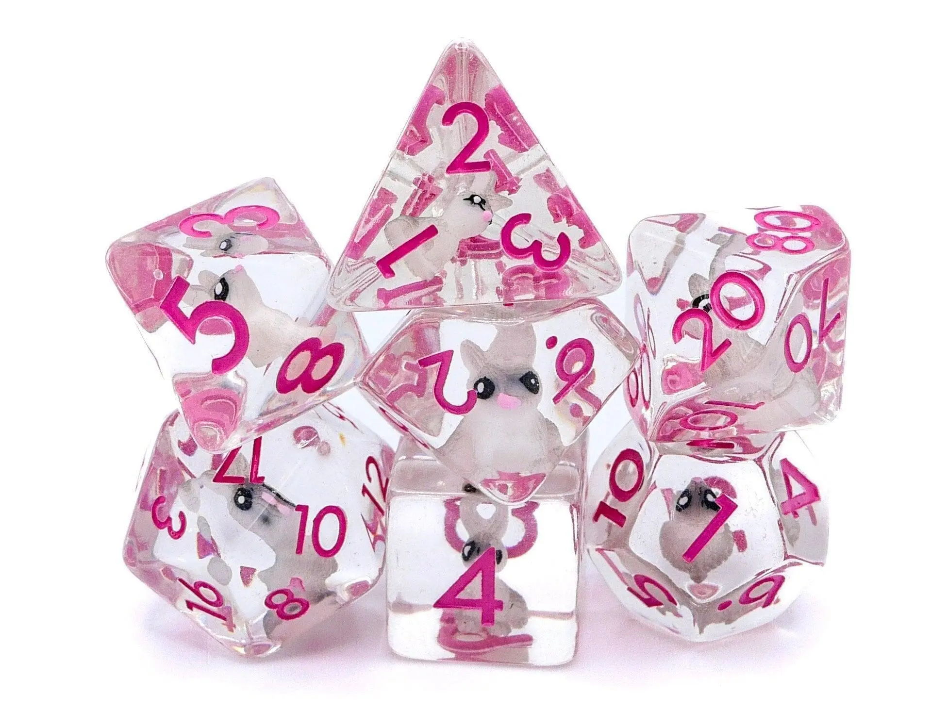 Bunny Polyhedral Dice Set - 7-Piece Resin RPG Dice for Dungeons & Dragons, Featuring Whimsical Design and Unique Sizes