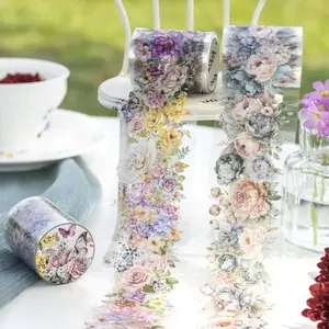 PET Tape "Four Seasons of Flowers" series Light Retro plant and flower decorative planner diy Landscape collage