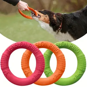 Dog Frisbee - Durable plastic interactive toy for all breeds - great for training, chewing, tug of war and water play!