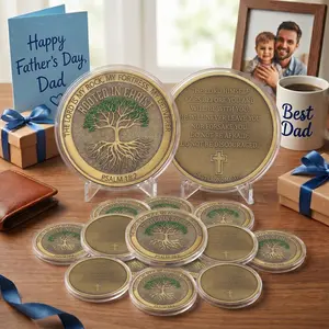 Christian Challenge Coins 10 Pcs Collectible Coin Inspirational Rooted in Christ Coin Religious Fruit of The Spirit Coin with Clear Protective Case Pocket Lucky Coin Prayer Token Gift for Women Men Sunday School Church