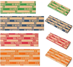 400 PCS Assorted Coin Roll Wrappers–100 Penny, 100 Nickel, 100 Dime, 100 Quarter